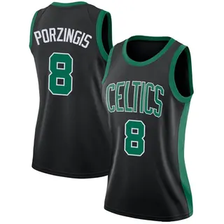 Boston Celtics Women's Kristaps Porzingis Black Swingman Jersey - Statement Edition