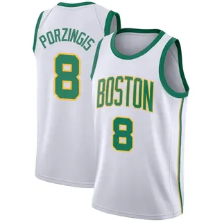 Boston Celtics Youth Kristaps Porzingis White Swingman 2018/19 Jersey - City Edition